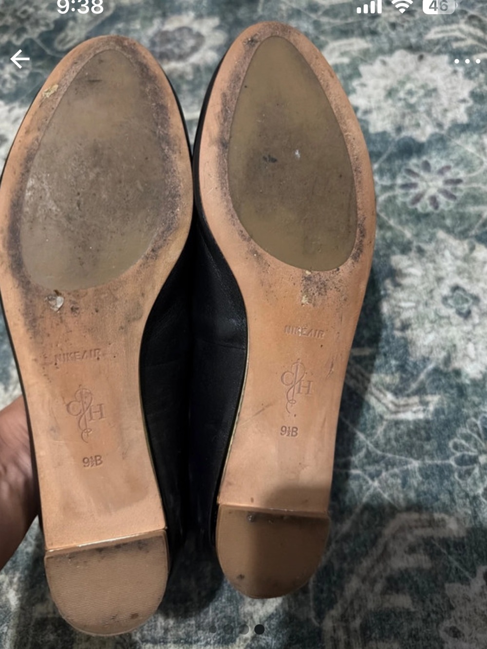 Cole Haan Black Leather Round-Toe Ballet Flats - Picture 4 of 4